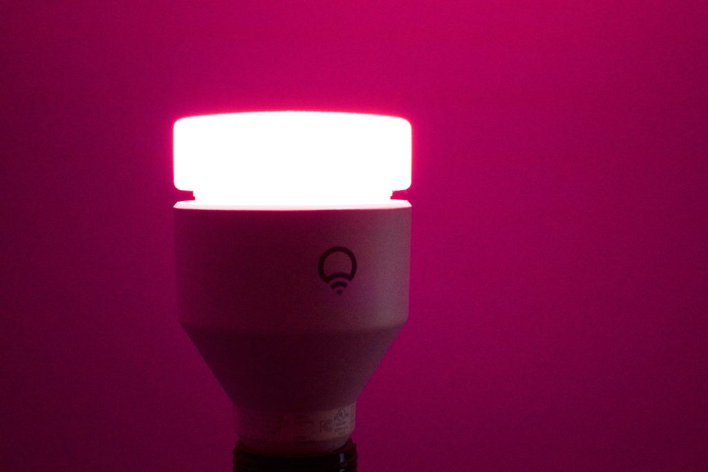 LIFX Color A19 light bulb (fuchsia light)